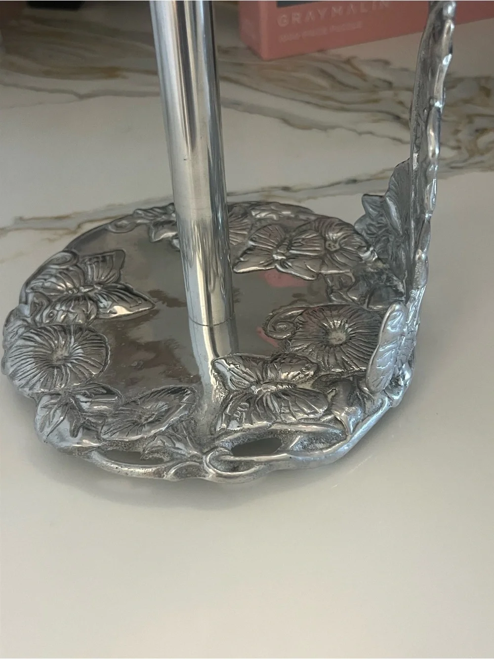 Arthur Court Silver Floral & Butterfly Paper Towel Stand